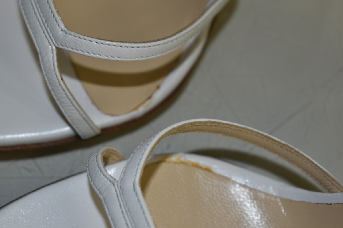 New in BOX Jimmy Choo Sandals Leather Strappy Heels White Open Toe