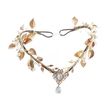 Golden Fairy Crown Flower Headband Elf Floral Headpiece Hair Wreath Woodland ...