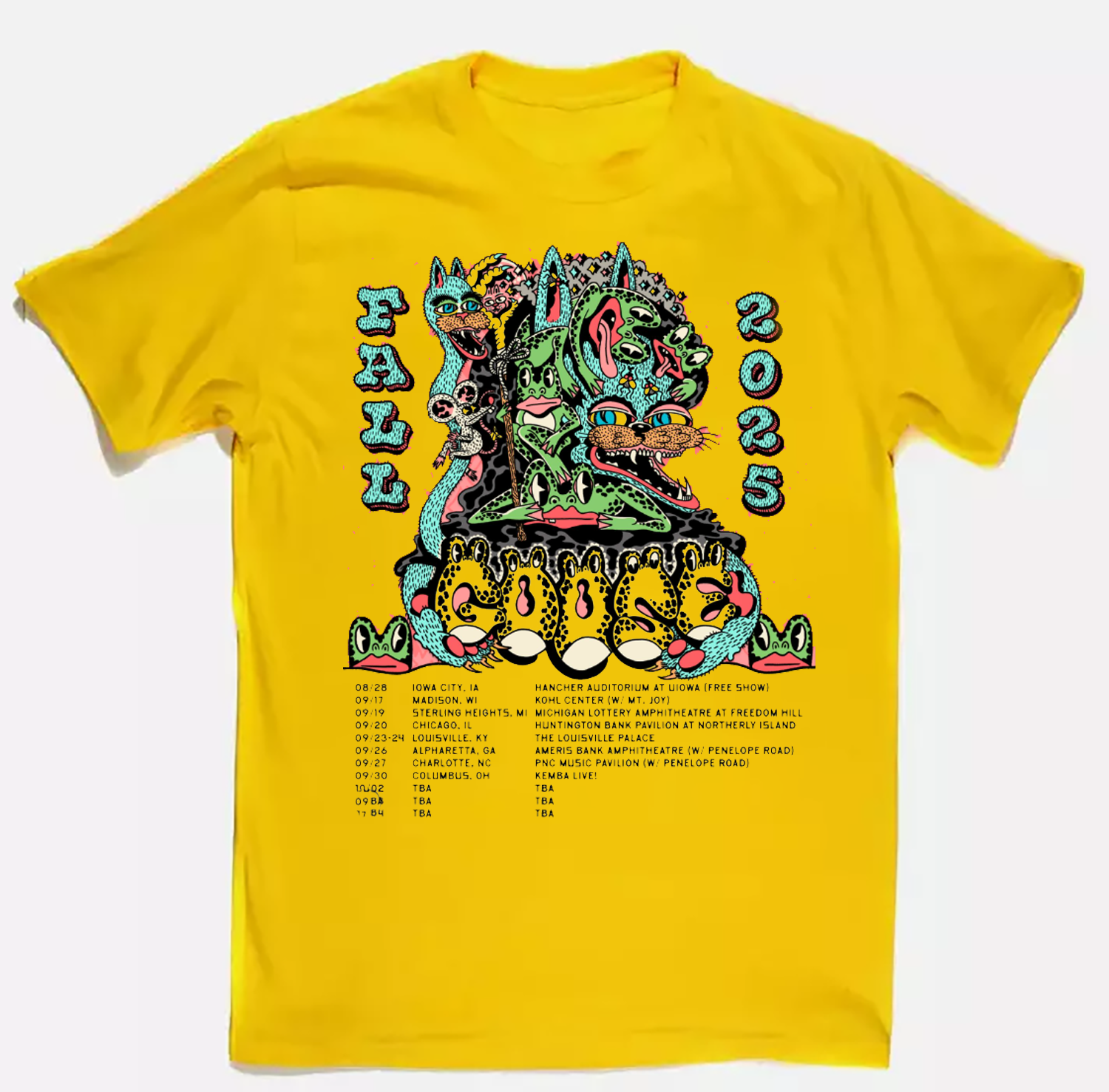 Goose Band 2025 Tour Fan Gift Yellow Full Size T-shirt