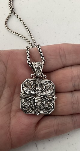 FANTASTIC KONSTANTINO STERLING SILVER BEE NECTAR LOCKET PENDANT+20IN CHAIN! - Picture 6 of 16