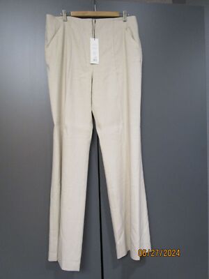 Veronica Beard Hose Neu Hellbeige Mittelnaht Weit Gerade Form Taschen 46/16 P9-8