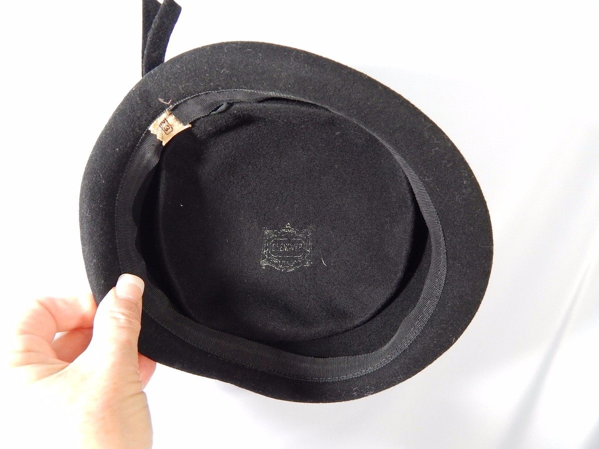 Vintage 1940\'s WW2 Doeskin Brand Black Wool Felt Pillbox Hat Pinup Round Retro il_fullxfull.4541873453_6q8h.jpg main image 4