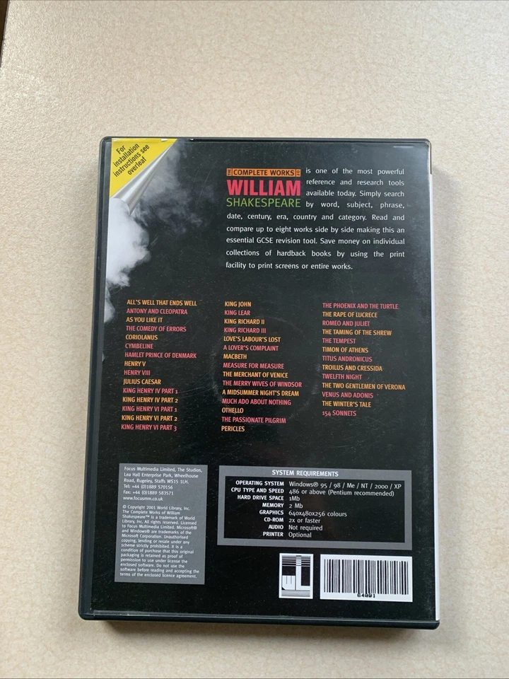 The Complete Works Of William Shakespeare - PC CD Rom - GCSE Revision tool - Image 2 of 4