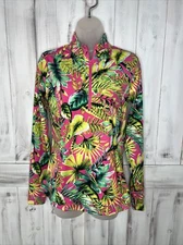NWT TOMMY BAHAMA PINK FLORAL TROPICAL 1/4 ZIP UPF ACTIVE GOLF JACKET SMALL