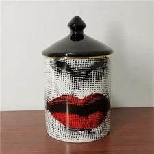 Forasetti Big Eyes Jar With Lids Ceramic Decorative Candle Holder Storage Box