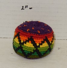 Multicolored Crochet Assorted Geometric Pattern Hacky Ball Foot Bag Kick Sack