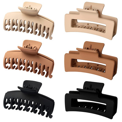 Vsiopy 6-Pack 3.5'' Hair Claw Clips - Strong Hold, Matte Finish