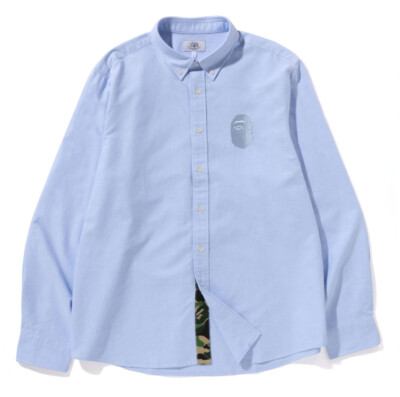 A BATHNIG APE Men's APE HEAD EMBROIDERY OXFORD SHIRT RELAXED