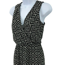 White House Black Market Womens Dress Size 00 Geometric Print V Neck Sleeveless