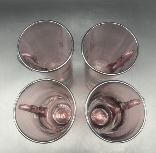 VTG CRANBERRY 8.5”Tall Slim Applied Handle Drinking Glasses Tumblers 24oz -4pc - Picture 5 of 6