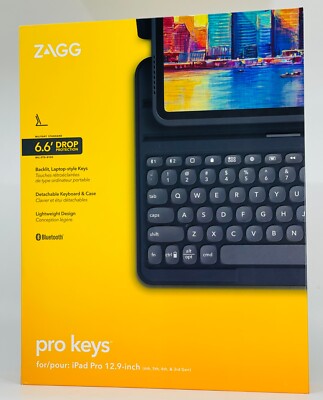 ZAGG Pro Keys Wireless Keyboard Case For iPad Pro 12.9'' 6th/5th/4th Gen - Black