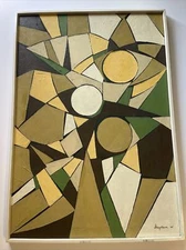 JAPANESE ABSTRACT PAINTING CUBISM 1960'S HAYAKAWA RARE MODERNISM CUBIST LARGE