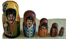 Sgt Pepper Beatles Nesting Doll 5-pc Set/Wood/4.5" Tall/Russia/NEW!
