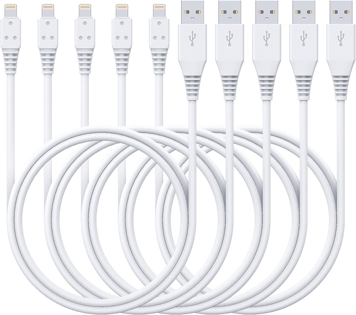 6Ft Iphone Charger 5Pack,Lightning Cable 6 Foot,Mfi Certified Long Charging C...-image