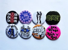 Punk Rock n Roll Pinback Buttons Magnets & Bottle Openers. Set 02