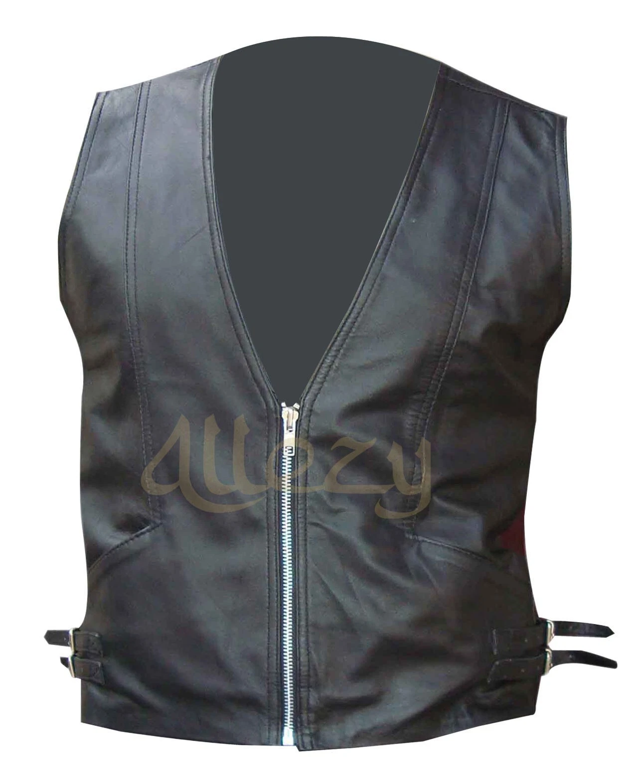 Mens Black Genuine Leather Motorcycle Biker Vest | Leather Vest for Mens