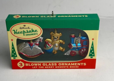2016 Hallmark Nifty Fifties Retro Keepsake Ornament 3 Blown Glass Ornaments VGC