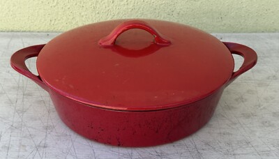 Giada De Laurentiis Dutch Oven Cast Iron Red Cookware 10  Diameter USED