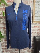 Nike Womens Drifit Top Sz Medium MICHIGAN STATE SPORTS blue Long Sleeves Partial