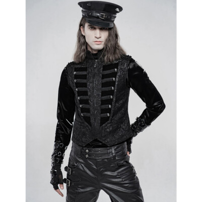 Punk Rave Gothic Goth Vintage Victorian Waistcoat Weste Colonel's Walk Midnight