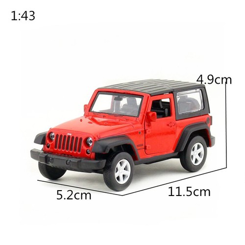 1:43 Diecast Jeep Wrangler Metal Car Model Diecast Toy Pull Back Door Open - Picture 3 of 14