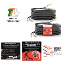 Excel Series 24k Gold Plated Banana Plugs with 15ft OFC Speaker Cable - 2-Pack