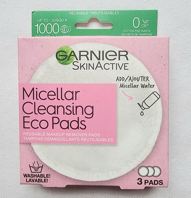 Garnier Micellar Cleansing Eco Pads Washable Reusable Pad 3 Count, New!