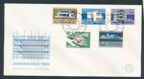 D487433 Netherlands FDC Summer Stamps Modern Architecture Set 1969 NVPH 95