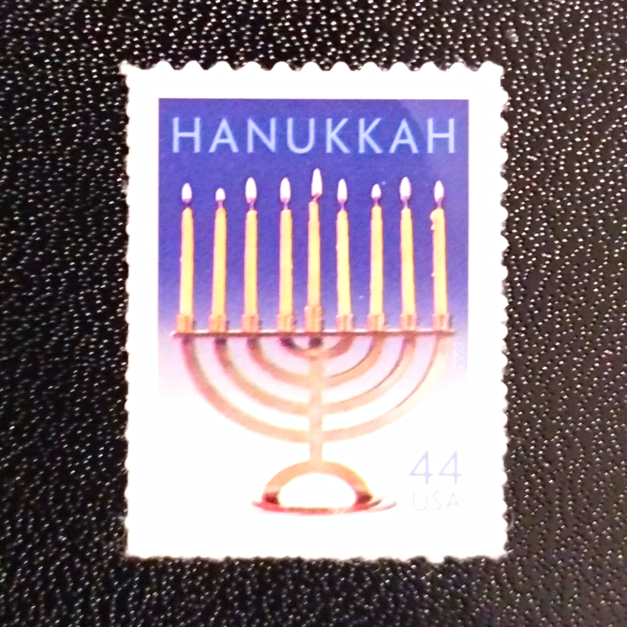 United States 44 Cent Blue White Used Postage Stamp Hanukkah Uncancelled