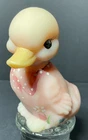 Vtg FENTON BURMESE Handpainted Signed Duck Figurine Uranium Glow