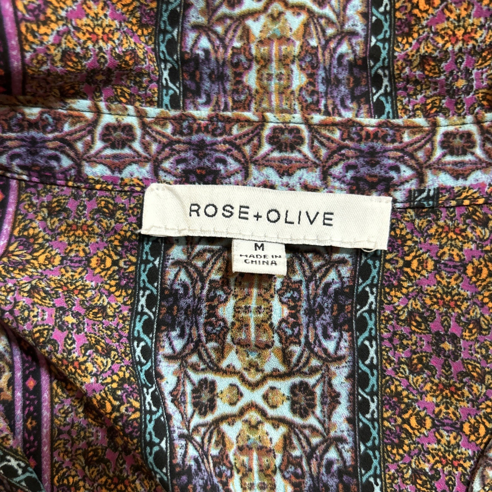 Rose & Olive Multicolored Patchwork Print Lightwe… - image 3