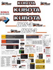 Fits Kubota U25-3 Decal Kit Mini Excavator Safety Decals 3m Vinyl Fits Kubota U25-3 Decal Kit Mini Excavator Safety Decals 3m Vinyl