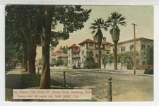 CA Postcard View St. Claire Club From St. James Park - San Jose c1940s