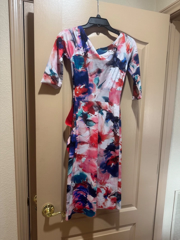 New Chiara Boni La Petite Robe Pink, Blue and Aqua Dress Size 40 (US 4) - Image 4 of 4