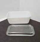 Vintage Pyrex True Opal White 502 #14 Refrigerator Dish With Lid 1.5 Pints