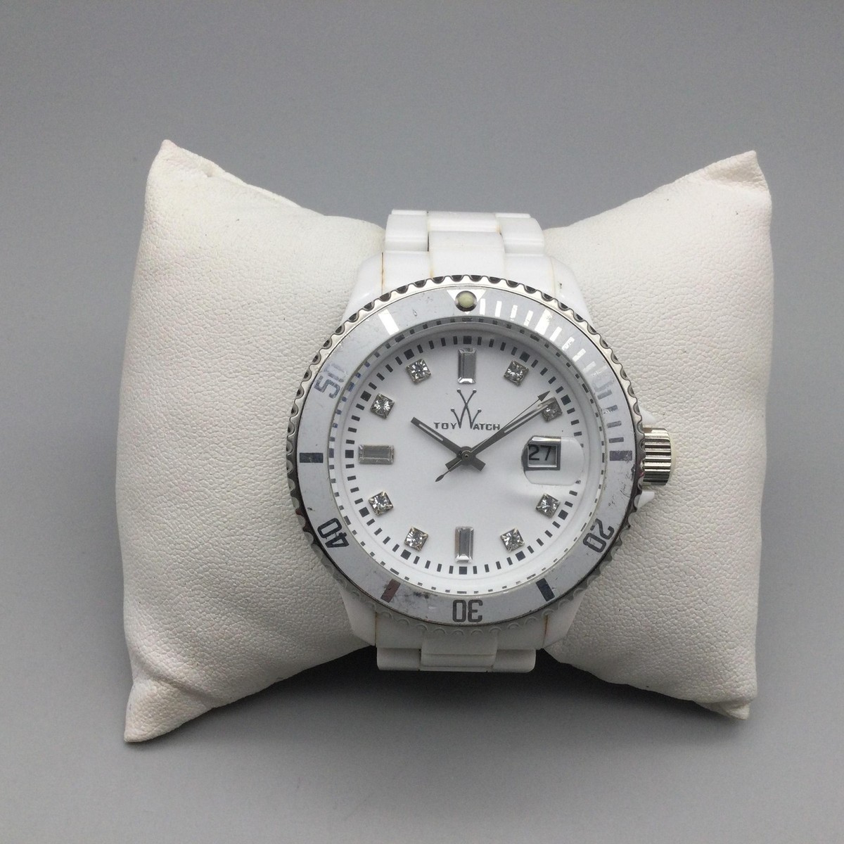 ToyWatch Women\'s White Crystal Bezel Watch ToyWatch Women Diamonds Dial Gemstone Plasteramic Bracelet  main image 3