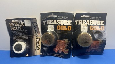 Lot of 3 Vintage NOS Metallic Wax Finishes   Treasure Gold & Create-A-Finish USA