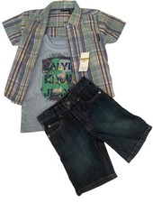 Calvin Klein Jeans 3 Piece Set Shorts Short Sleeve Boys Size 3T NWT