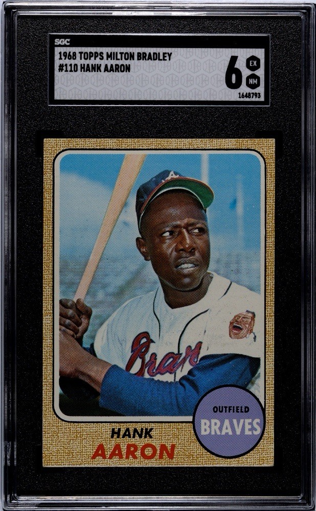 Hank Aaron #110 Baseball Cards 1968 Topps Milton Bradley trading card — raw and PSA graded price guide