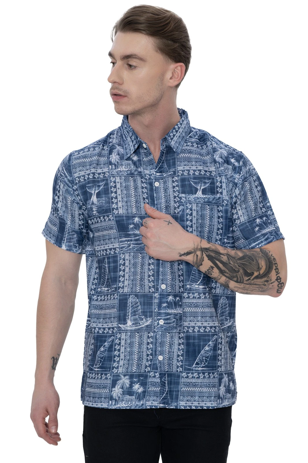 HAPPY BAY Men's Hawaiian Shirts Short Sleeve Button Down Shirt Men's Summer