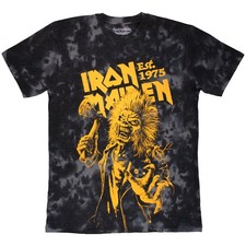 Men's Iron Maiden Est. 1975 Axe Eddie Stone Wash T-shirt Large Black