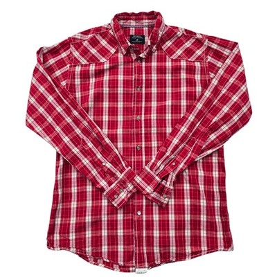 Peckott Heritage Plaid Long Sleeve Button-Up Shirt M Red/White