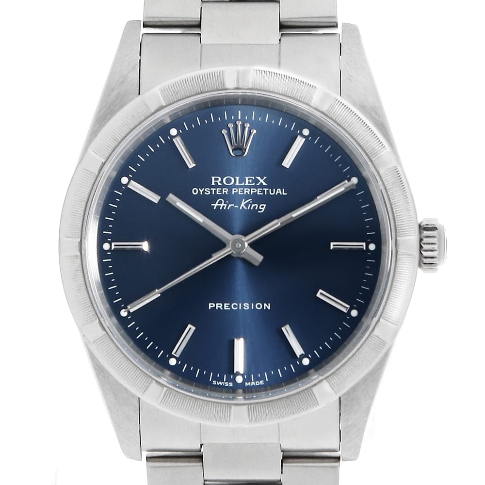 ROLEX Air king 14010M blue bar Z Number second hand mens