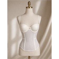 La Perla Studio Bridal Lingerie White Padded Push-Up Mesh Bustier Corset Top 36B