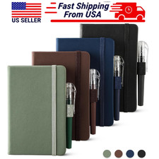 4 Pack Pocket Notebook Mini A6 Leather Hardcover Journal Lined Note Pad Set