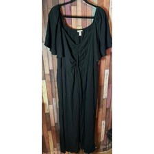Ava & Viv Solid Black Short  Butterly Sleeve Dress Ruched Chest Women’s Size 2X