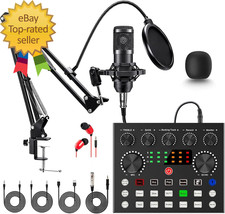 Podcast Equipment Bundle BM-800 Mic Kit with Live Sound Card Podcast Microphone