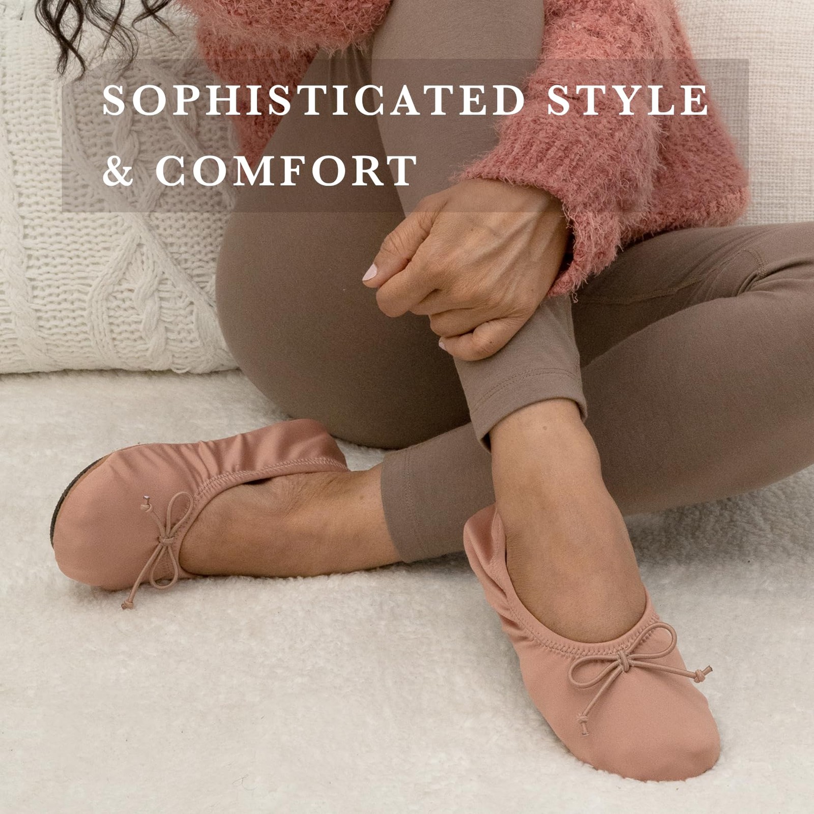 SAOLA Ballerine da donna in raso elasticizzato con fiocco morbido suola in camoscio e spugna...