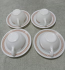 Vtg Pyrex Tableware By Corning  Milk Glass Cup & Saucer 8 Piece Set Copper Scrol — photo 2
