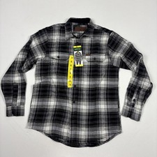 Orvis Men  s Spread Collar Flannel Shirt Long Sleeve Plaid Gray Small
